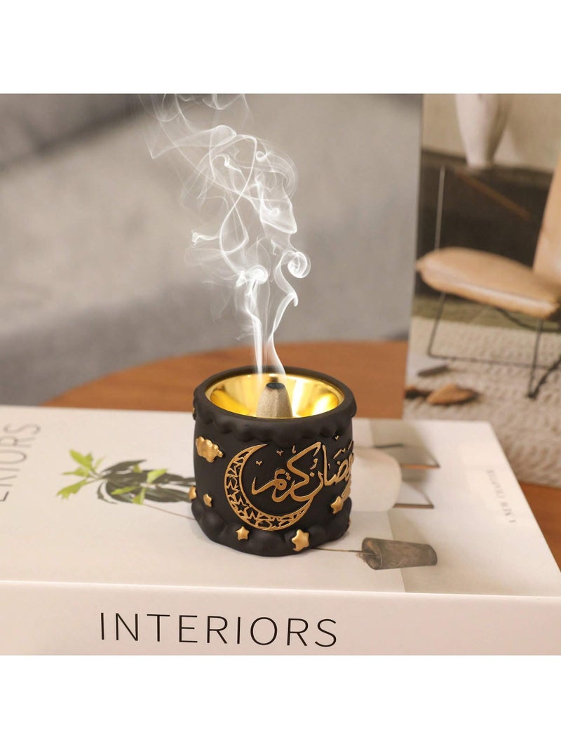 Ramadan Decoration Black Incense Burner – Ramadan Decoration for Homes & Parties - Image 3